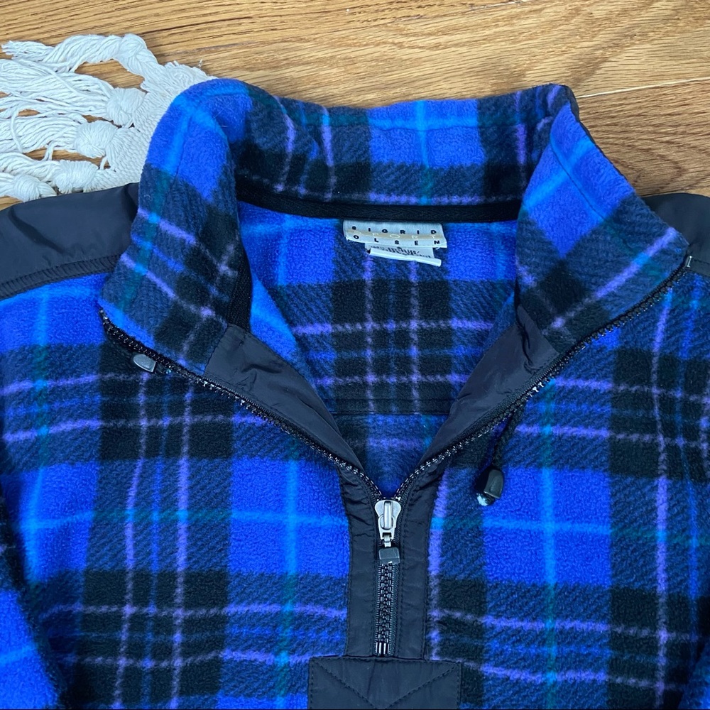 Vintage Sigrid Olsen Sport Gorpcore Fleece Plaid Pullover Jacket Size Small - Picture 2 of 14